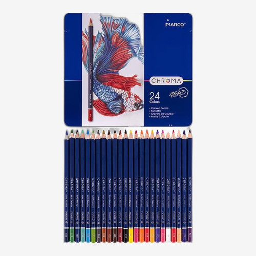 Карандаш 8010/24TN цветов в металл. пенале, Chroma MARCO