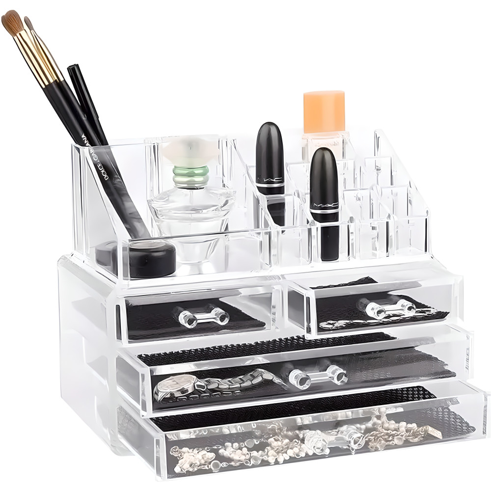 Органайзер для косметики 18×22×13 акрил прозорий багатосекційний