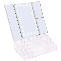 Дзеркало для макіяжу 23,5*32 см з LED-підсвіткою та органайзером XW-081