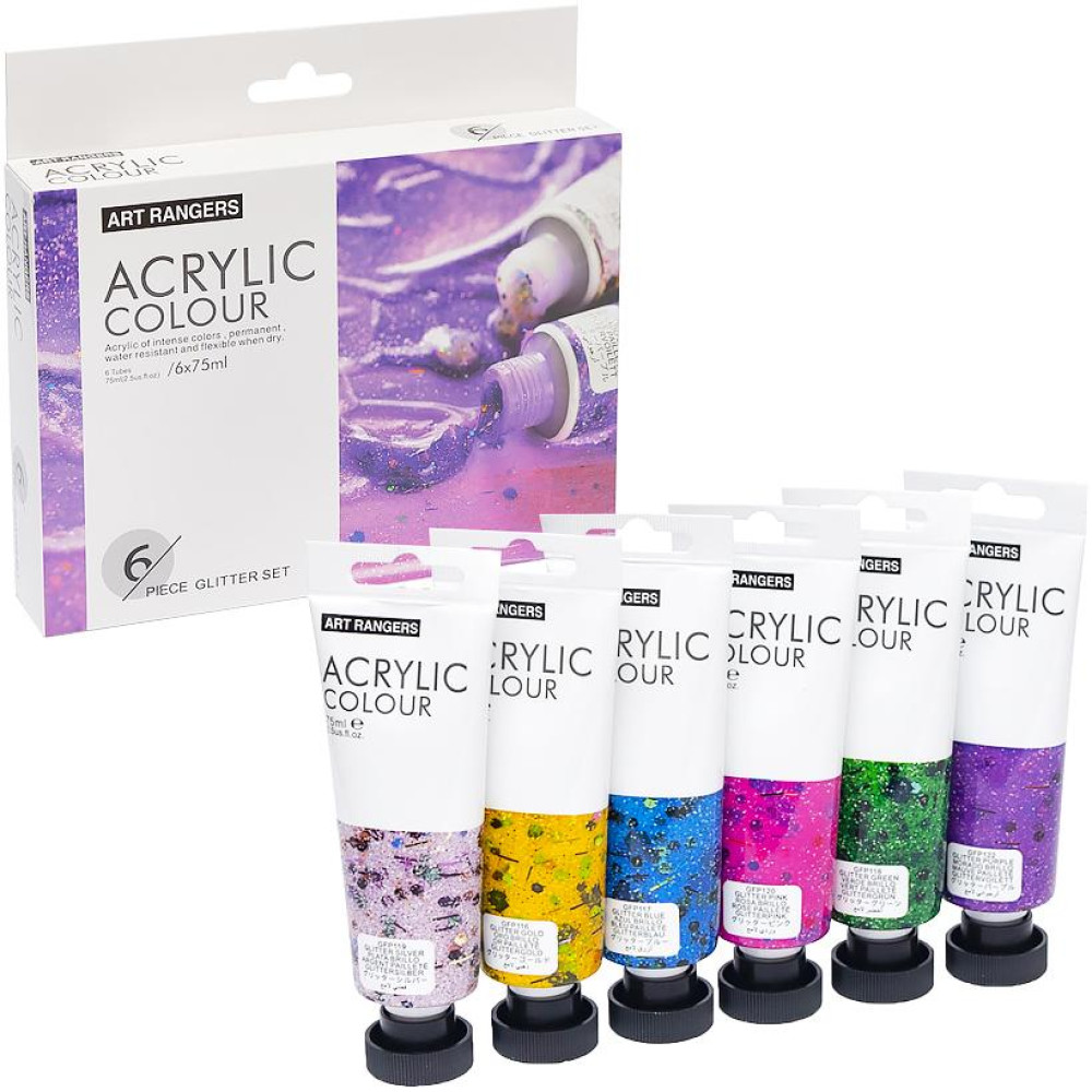 Акриловая краска с блёстками Art Ranger 6 цветов по 75мл