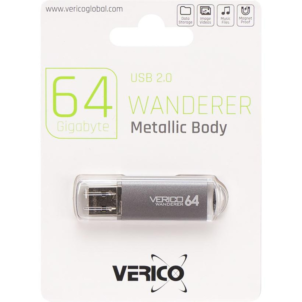 Флешка USB 64GB Verico Wanderer Gray — сіра