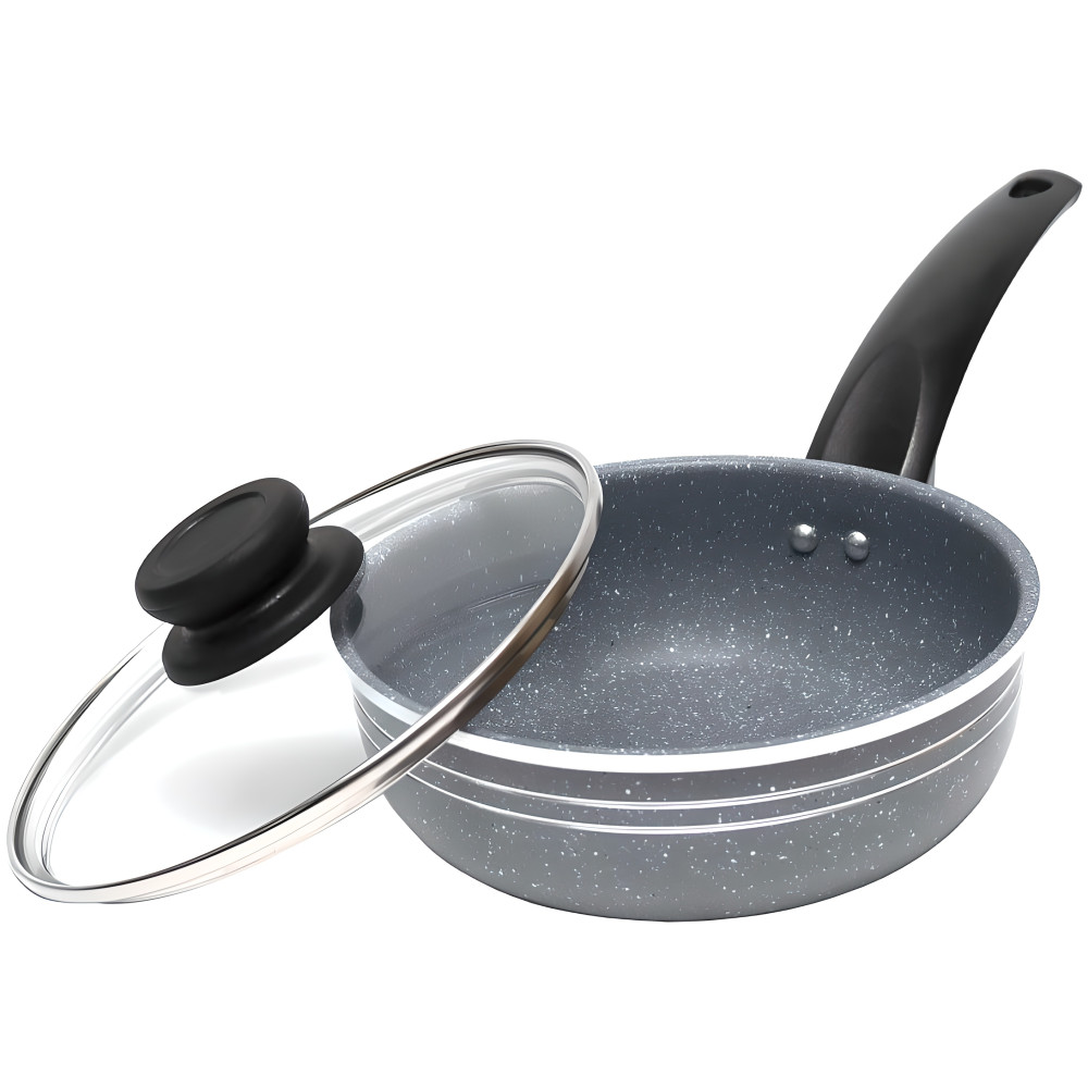 Сотейник с крышкой мраморный из нержавейки