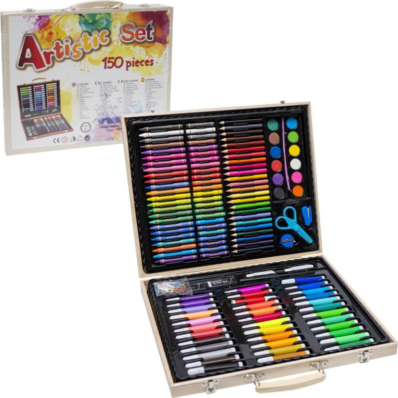 Художній набір для малювання 150 предметів у дерев'яному кейсі