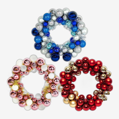 Венок новогодний D34см из елочных шаров 6279-6