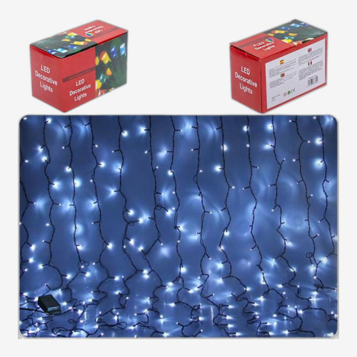 Гирлянда электрическая Дождь 240 лампочек холодный белый, провод черный LED 9280-6