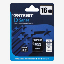 Карта памяти Patriot MicroSDHC 16GB UHS-I (Class 10) LX Series +SD adapter 200036/010876