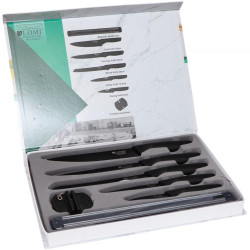 Набор ножей из нержавеющей стали 5шт с магнитной планкой и точилкой ALM-A001