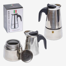 Кавоварка гейзерна 19*9,5*7 см з нержавіючої сталі на 6 чашок MR-6