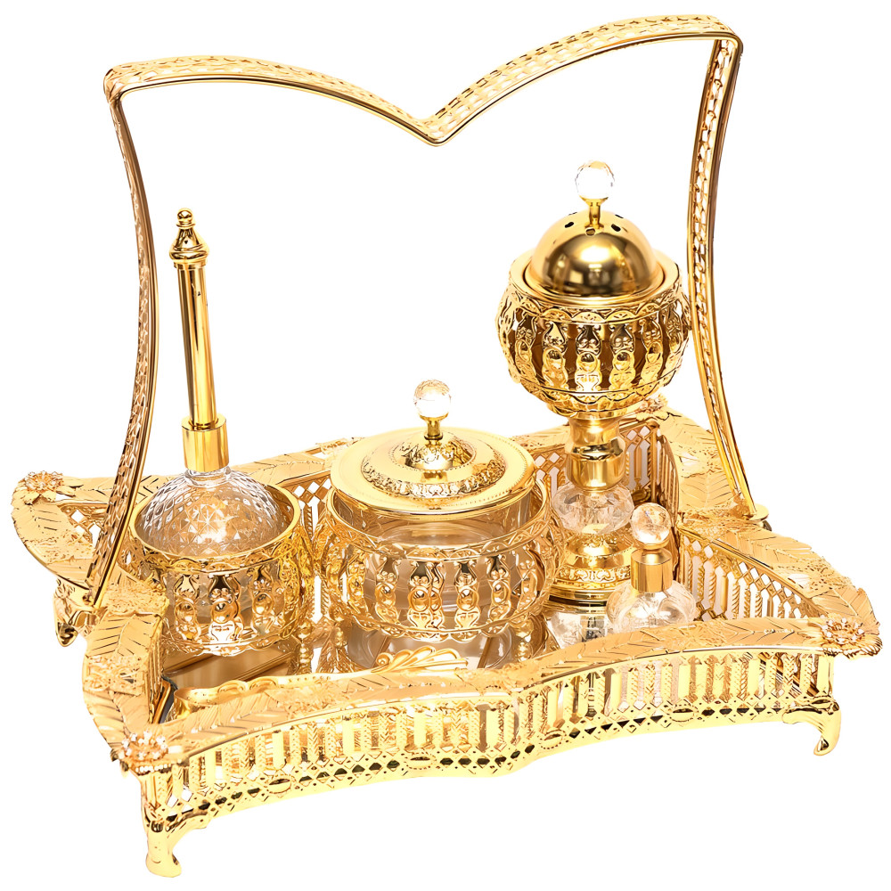 Набор для чаепития золотой с подставкой