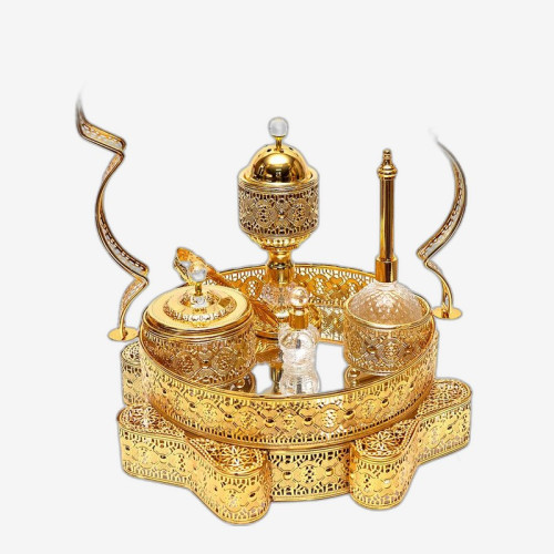 Набор для чаепития золотой на подставке B22J3134