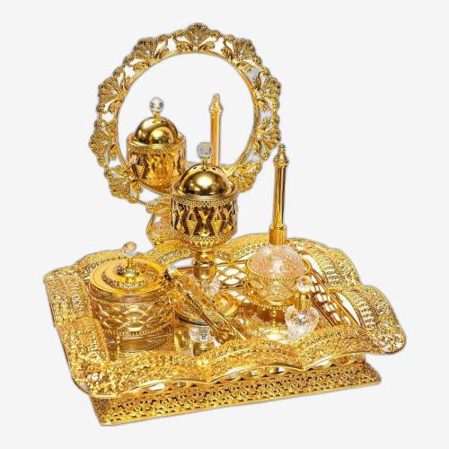 Набор для чаепития золотой на подставке B22J3123