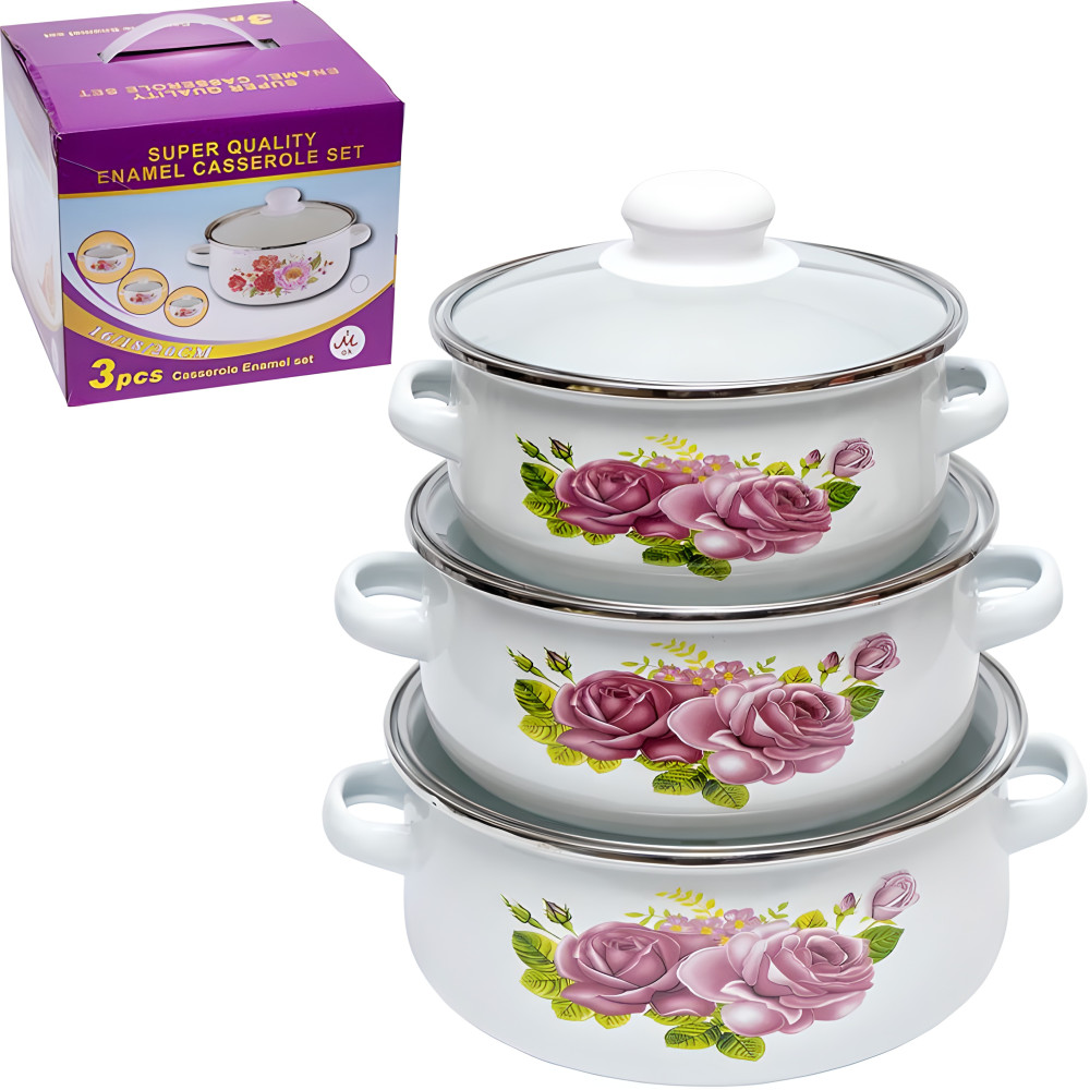 Набір емальованих каструль 3 шт 1,1/1,6/2,3 л для родини