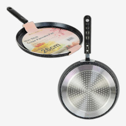 Сковорода блинная D26см  с мраморным покрытием, индукция, черная YF826-26