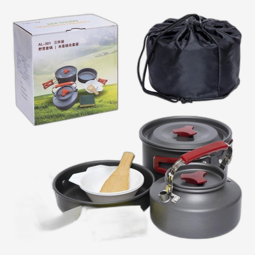 Набор туристической посуды для кемпинга на 2-3 персоны 8 предметов AL-301