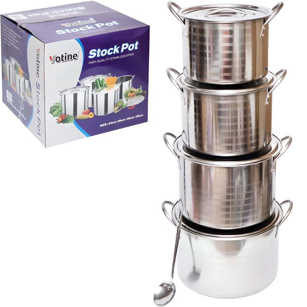 Кухонная посуда Ø 24/26/28/30 см, 9 шт (4 каструлі + 4 кришки + ложка) пр.