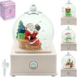 Снежный шар новогодний D8см с автоснегом и подсветкой