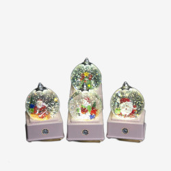 Снежный шар новогодний D8см с автоснегом и подсветкой