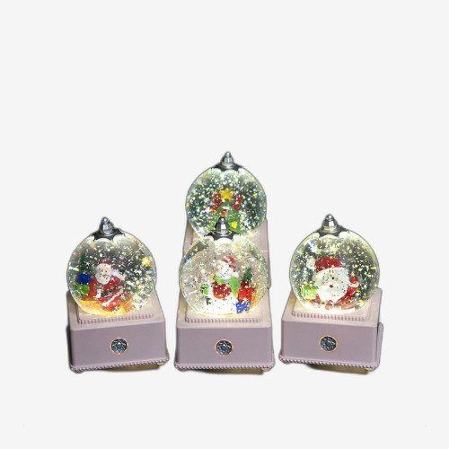 Снежный шар новогодний D8см с автоснегом и подсветкой