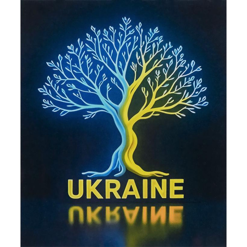 Алмазна мозаїка 40х50 см на рамі «Синьо-жовте дерево Ukraine»