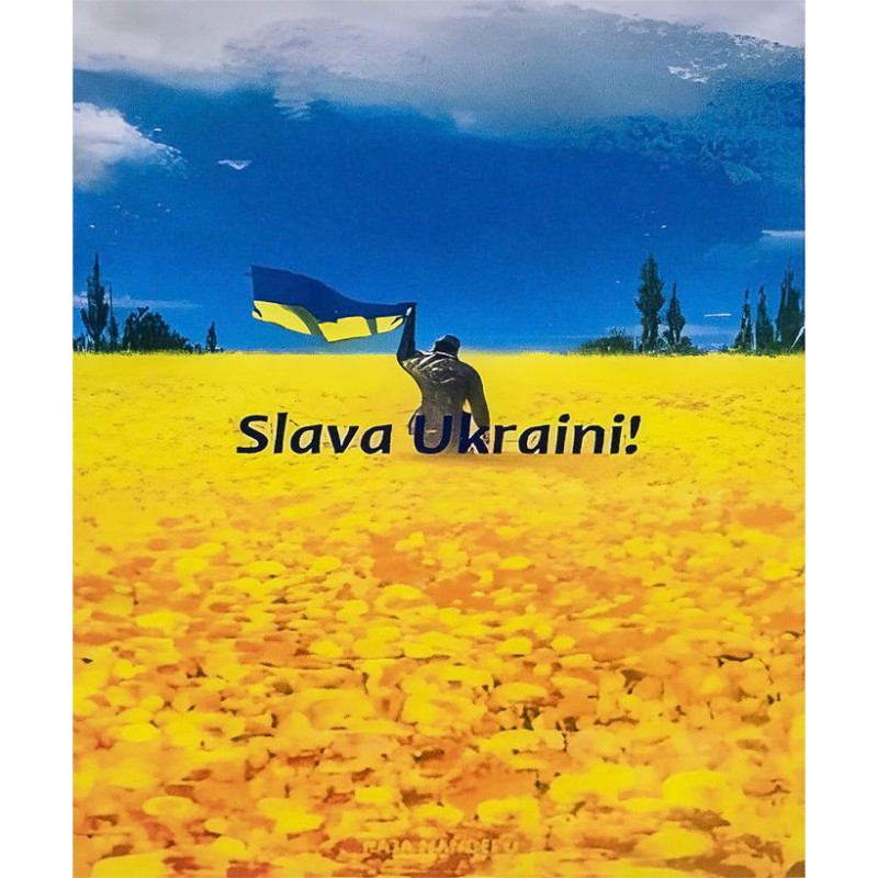 Алмазна мозаїка 40х50 см на рамі «Slava Ukraini — поле і прапор»