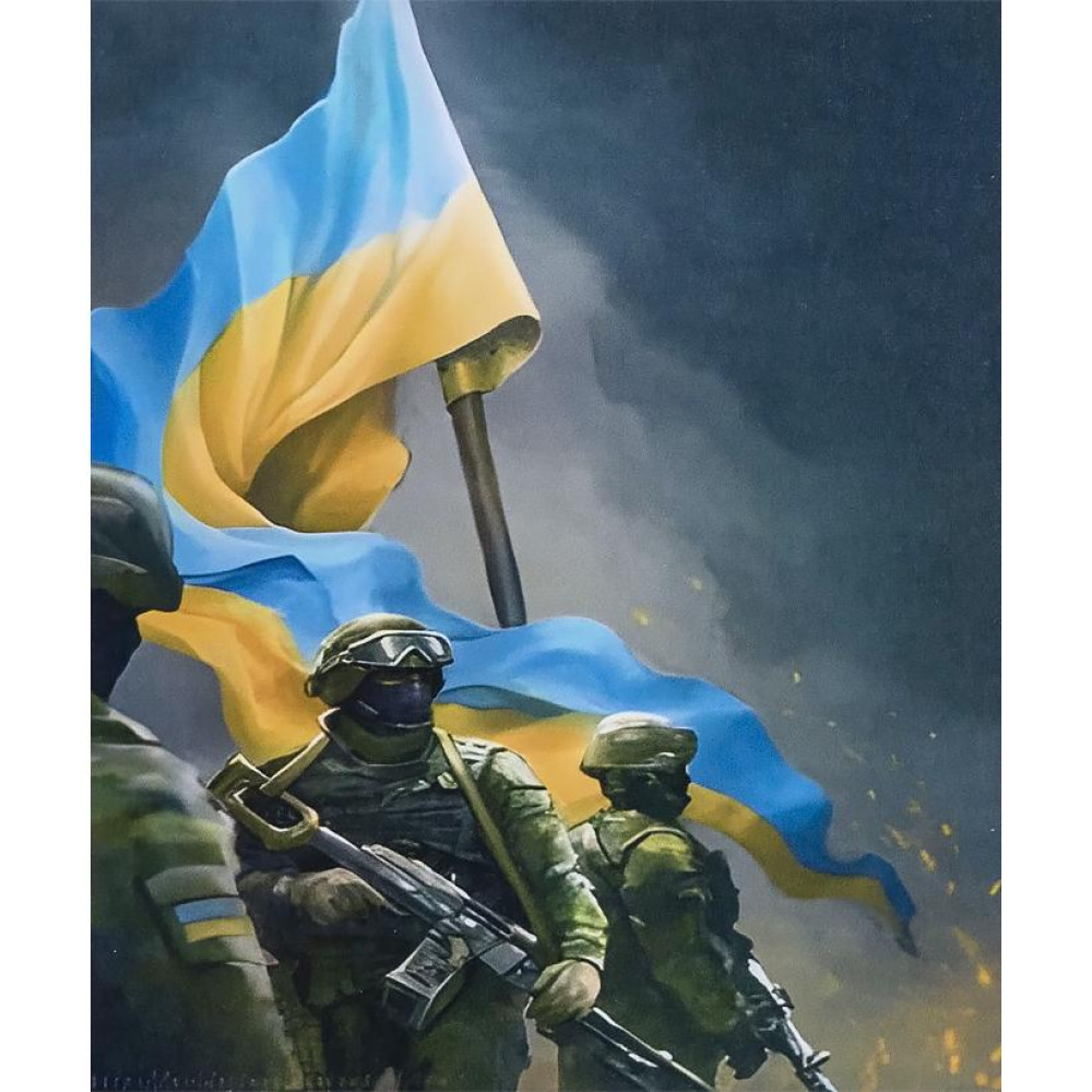 Алмазная мозаика 40х50 см на раме «Воины с флагом»