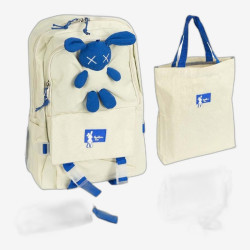 Набор 4 в 1 с ушастым декором : рюкзак, сумка, косметичка, пенал 5056 БЕЛЫЙ