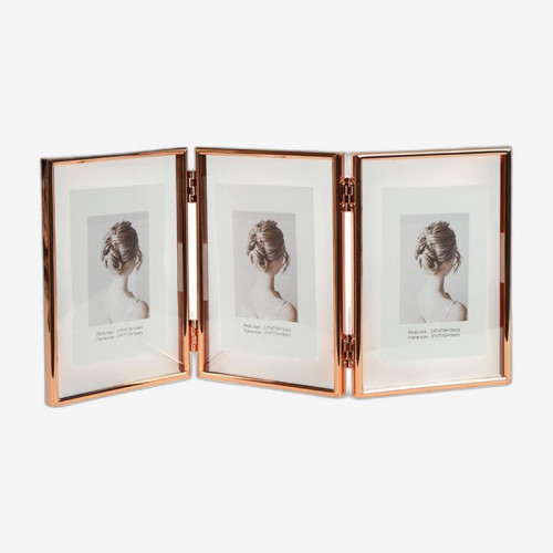 Фоторамка металлическая на 3 фото 10*15см Rose Gold 4R 12001T6R