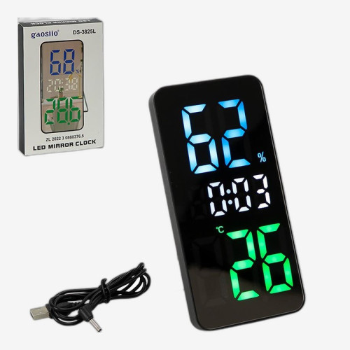 Настольные часы - будильник с зеркальной поверхностью вертикальный 8 × 16 × 2 см DS-3825