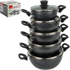 Набір каструль з антипригарним покриттям 5шт 1/1,2/2/3/4л з кришками