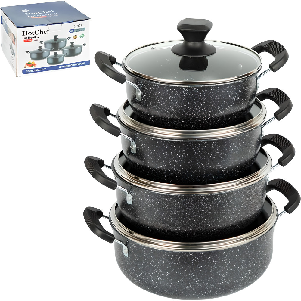 Набір каструль антипригарні 4 шт середніх з кришками