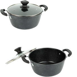 Кастрюля 2л D20см з мармуровим антипригарним покриттям та крышкой Hot Chef