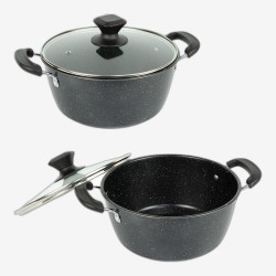 Кастрюля 6л D28см с мраморным антипригарным покрытием и крышкой Hot Chef