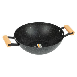 Сковорода WОК D24см з мармуровим покриттям та дерев'яними ручками Hot Chef