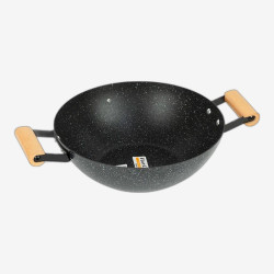 Сковорода WОК D28см с мраморным покрытием и деревянными ручками Hot Chef