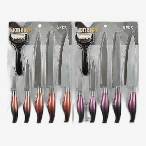 Набор ножей из нержавеющей стали 5шт с овощечисткой на блистере DR-5000