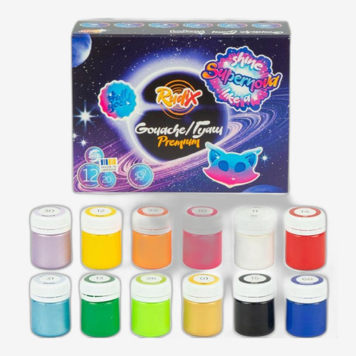 Набор гуашевых красок, премиум, МИКС 12*20 мл, RUDIX