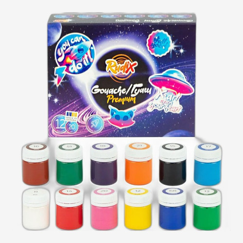 Набор гуашевых красок, премиум,12*20 мл, RUDIX