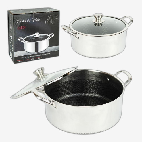 Кастрюля стальная D30см L11,5см (7л) с 6-слойным покрытием 16749-34