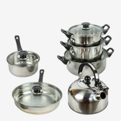 Набор посуды из нержавеющей стали 12 предметов с крышками 18/20/22/24/26см 898-2