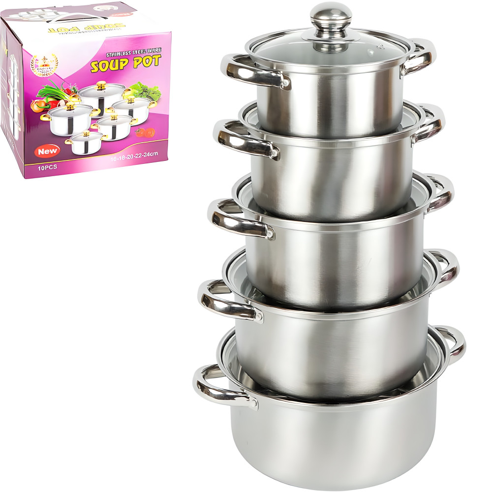 Кухонная посуда Ø 16/18/20/22/24 см, 10 шт (5 каструль + 5 кришок) пр.