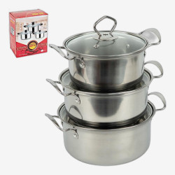 Набор кастрюль из нержавеющей стали 3шт 1/1,5/2л с крышками D16/18/20см 898-4
