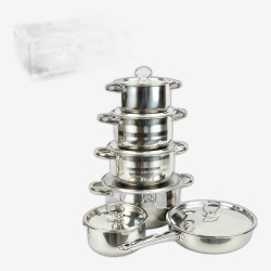 Набор посуды из нержавеющей стали 15 предметов с крышками 18/20/22/24/26см 898-7