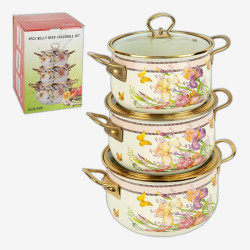 Набор эмалированных кастрюль 3шт 2,5/3,5/4,5л с крышками D20/22/24см 7043-6