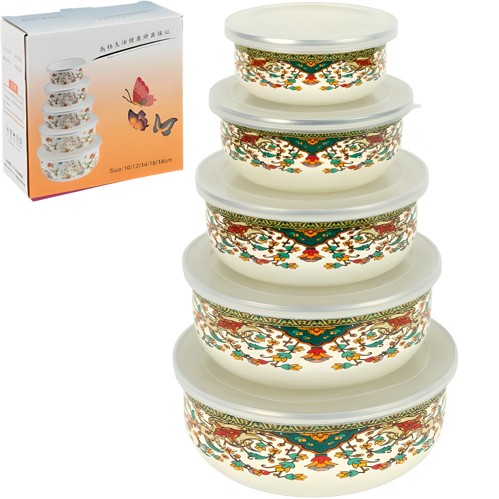 Контейнери емальовані 5 шт 0,2-1л з кришками 7043-19