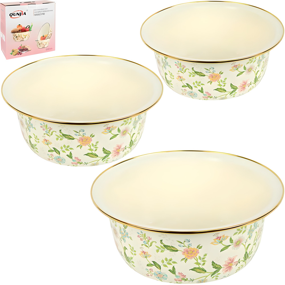 Набор эмалированных мисок 3 шт 3/4,5/6 л для приготовления