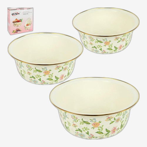 Набор эмалированных мисок 3шт 3/4,5/6л диаметром 24/28/32см 7043-21