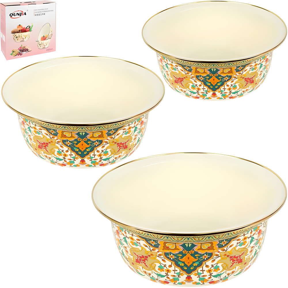 Набор эмалированных мисок 3 шт 3/4,5/6 л для кухни