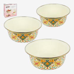 Набор эмалированных мисок 3шт 3/4,5/6л диаметром 24/28/32см 7043-22