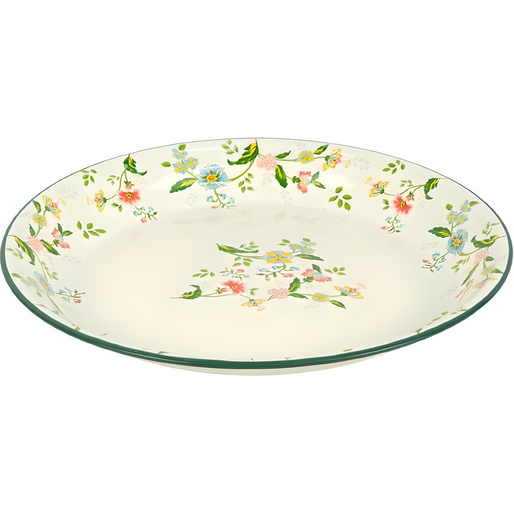 Піднос емальований круглий D30 см із квітковим малюнком