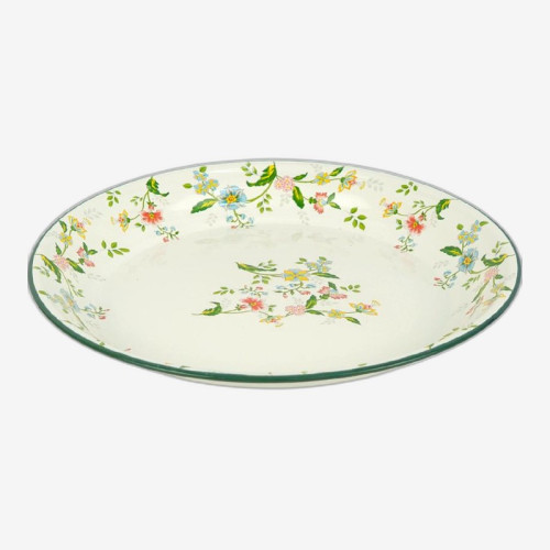 Поднос D30см эмалированный круглый с цветочным рисунком 7043-25